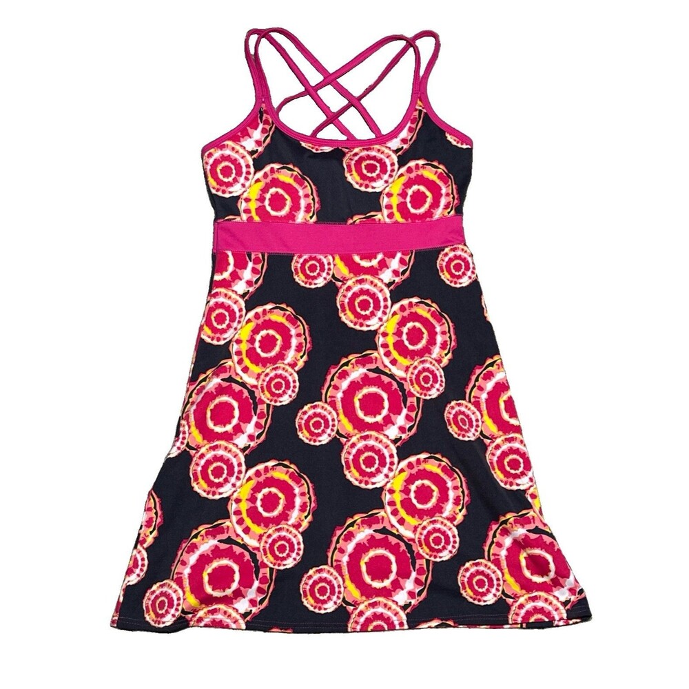 Soybu Tahiti Athletic Dress Built In Bra Strappy Criss-Cross Stretch Tie Dye